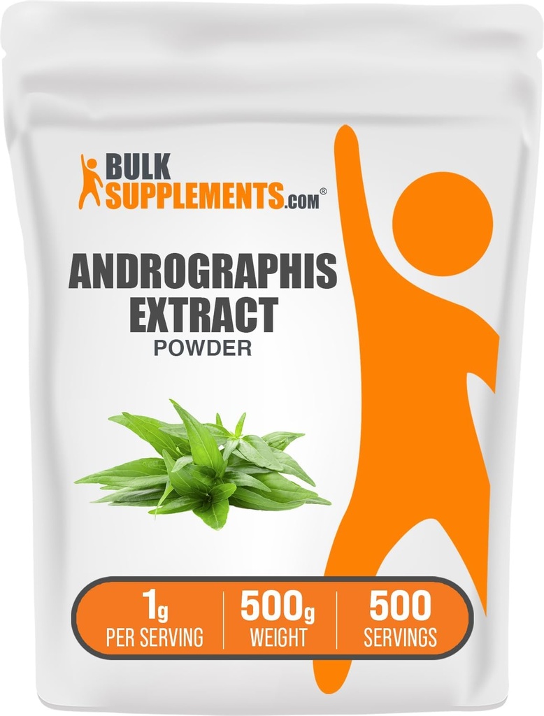 BulkSupplements.com Andrographis Extract Powder - Andrographis Paniculata, Taimne täiendus - Gluteenivaba, 1g per Serving, 500g (1,1 naela) (pakk 1)