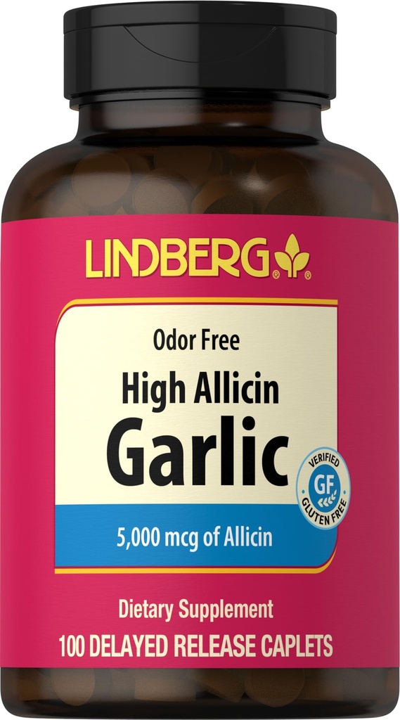 Lindbergi küüslaugu toidulisandid | 500mg | 100 kapslit | lõhnatu kõrge allitsiiniga (5000mcg) | Allium Sativum Extract | Non-GMO, Gluteenivaba