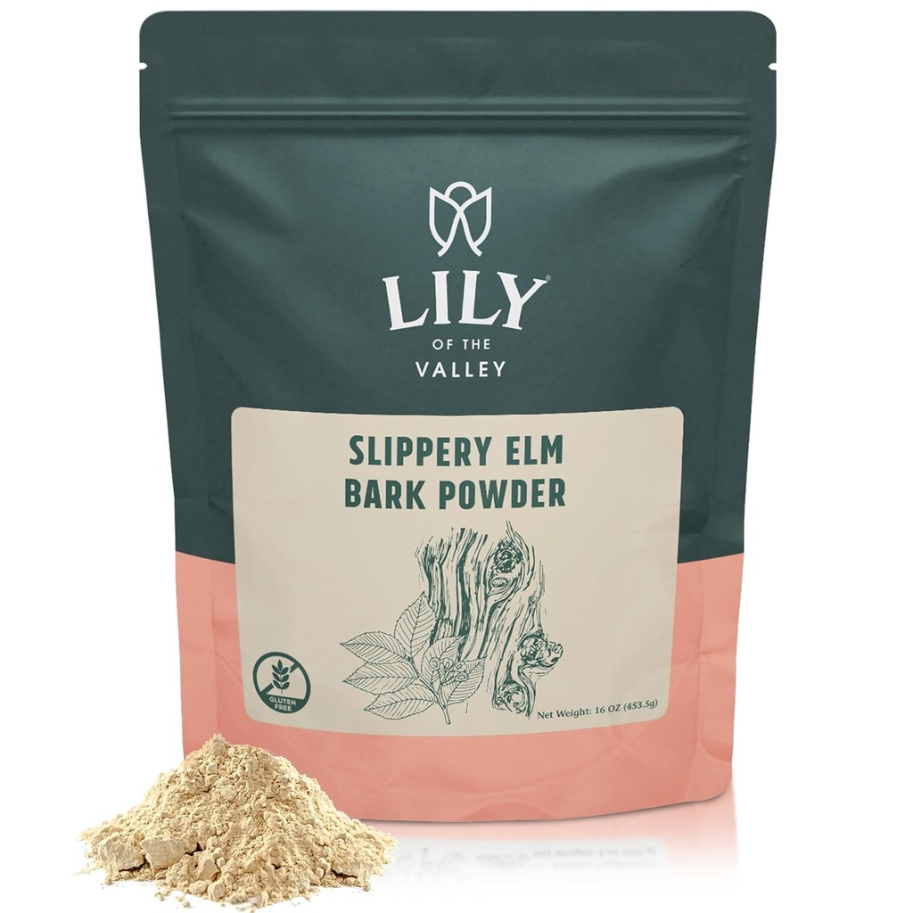 Lily of the Valley Slippery Elm Bark Pulber - Ulmus Rubra Pulber - Kiiritatud Ei Saastunud - Lemmiklooma Sõbralik - Vegan & Gluteenivaba - pakendatud taassuletavasse kotti (16oz, 453g)