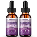 2 Pack Glükoosamiin Chondroitin MSM Vedelad tilgad , ekstra tugevusega ühine tugilisa täiskasvanutele meestele ja naistele , Quercetin Boswelia , Bromelain , antioksüdantne immuuntoetus (4 Fl oz )