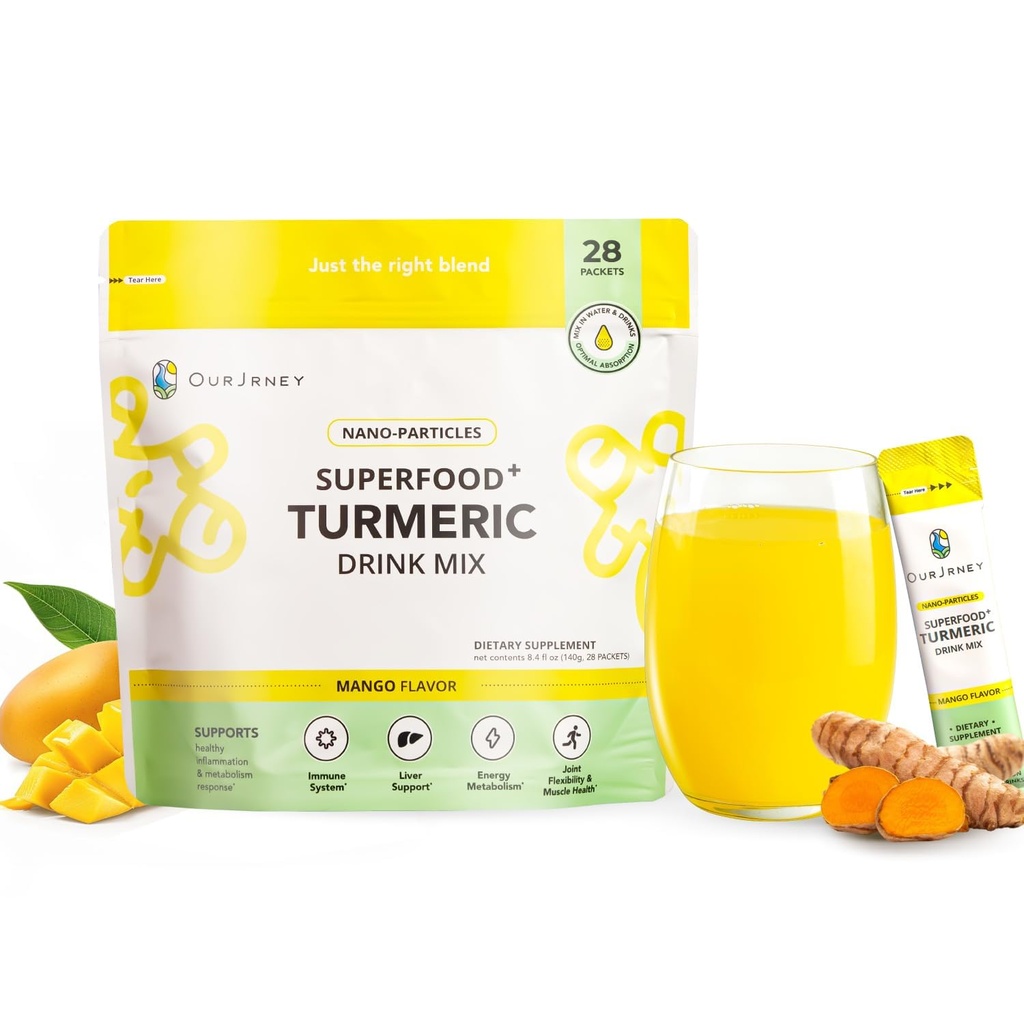 Nano Kurkumiini Joogipulber, Kuldne Mahl Heaolu Ja Immuunsuse, Ei Kurkum Maitse, Lisa Smoothies / Vesi Daily Hommikune Rutiin-35X Absorption-Mango Maitse-Joint Support Supplement