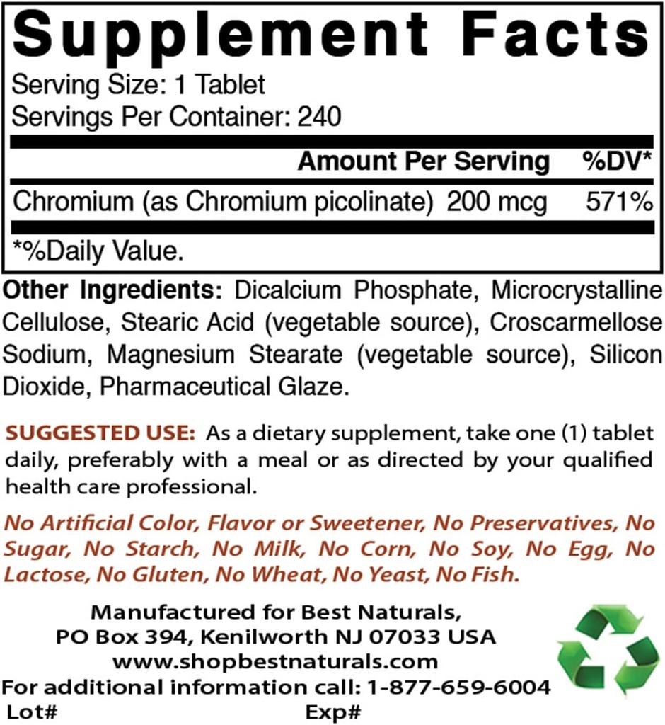 Kroompikolinaat 200 mcg ja C-vitamiin 1000 mg