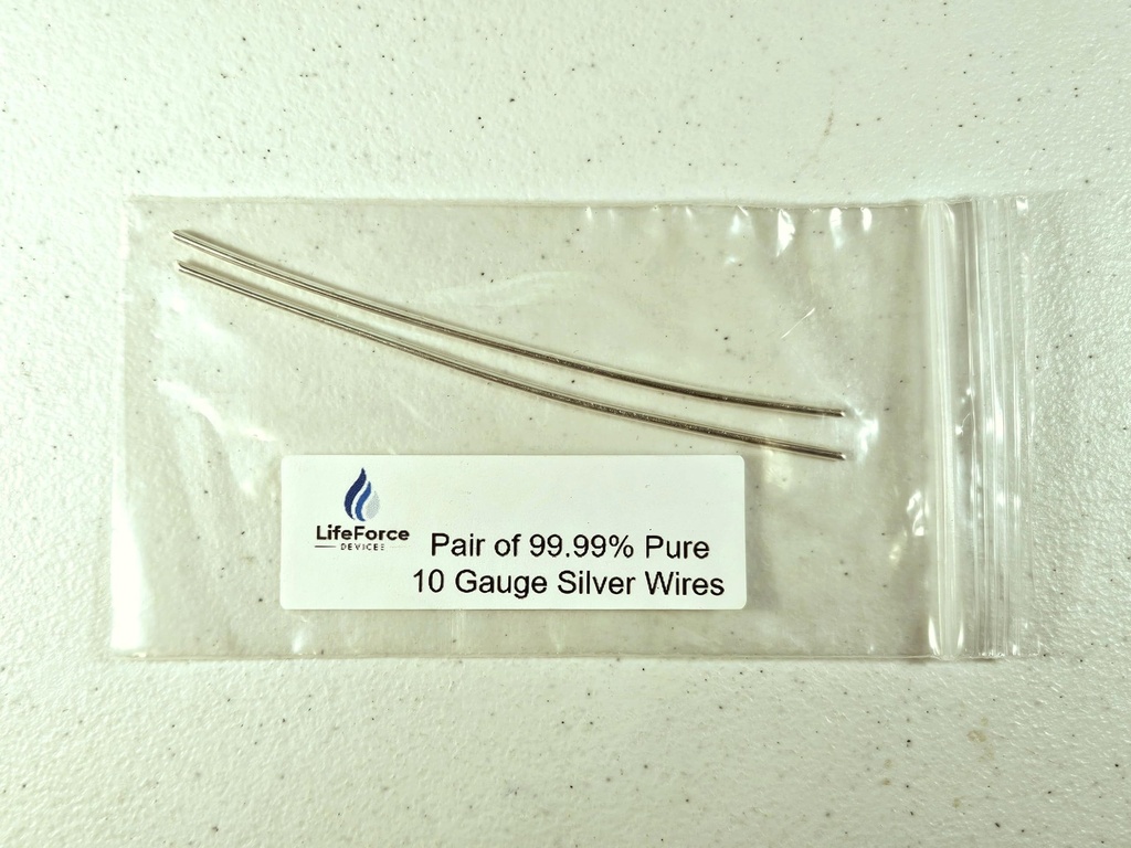 Puhta hõbeda generaatori juhtmed - 9999 Hõbeelektroodid - Pre-Cut 6-tolline 10 Gauge juhtmed - Fits LifeForce generaatorid