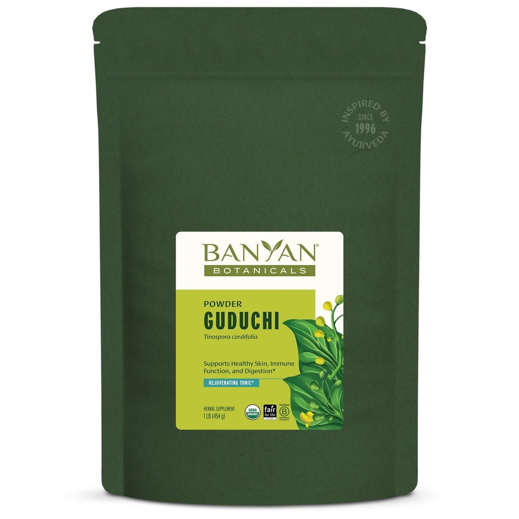 Banyan Botanicals Orgaaniline Guduchi Pulber - Orgaaniline immuunsuse tervise täiendus - loodusliku detoksi, tasakaalustatud seedimise ja tervisliku naha jaoks * - 1 lb - mitte-GMO jätkusuutlikult hangitud vegan FFL