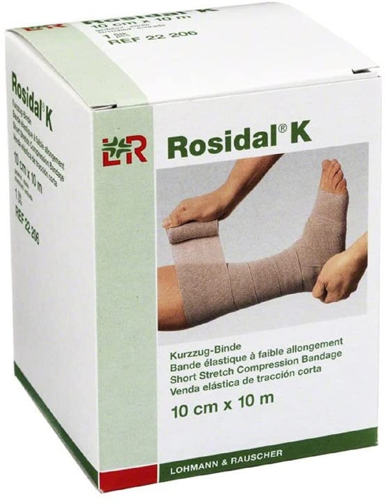 Lohmann & Rauscher Rosidal K Short Stretch Compression Bandage, kasutamiseks ägeda ja kroonilise lümfedeemi, turse ja venoosse puudulikkuse ohjamisel, 3,93" x 11 Yards (10 cm x 10m), 1 Roll