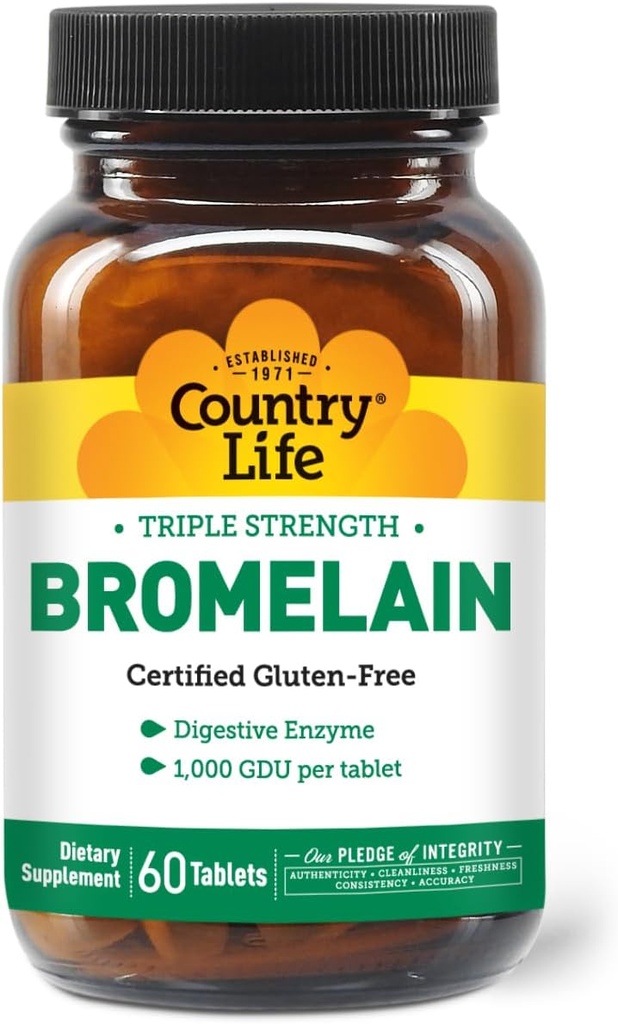 Country Life - Natural Bromelain, 500 mg, 60 tabletti
