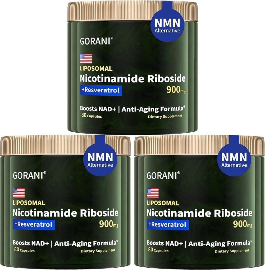 Gorani NAD+ Supplement 900MG, Nicotinamide Riboside, Liposomal Resveratrool, Quercetin (3)