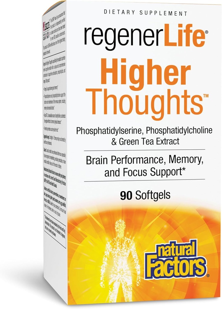 Natural Factors 3 Brains, Higher Thoughts, Support for Cognitive Health and Brain Function, Daily Dietary Supplement, 90 Softgels