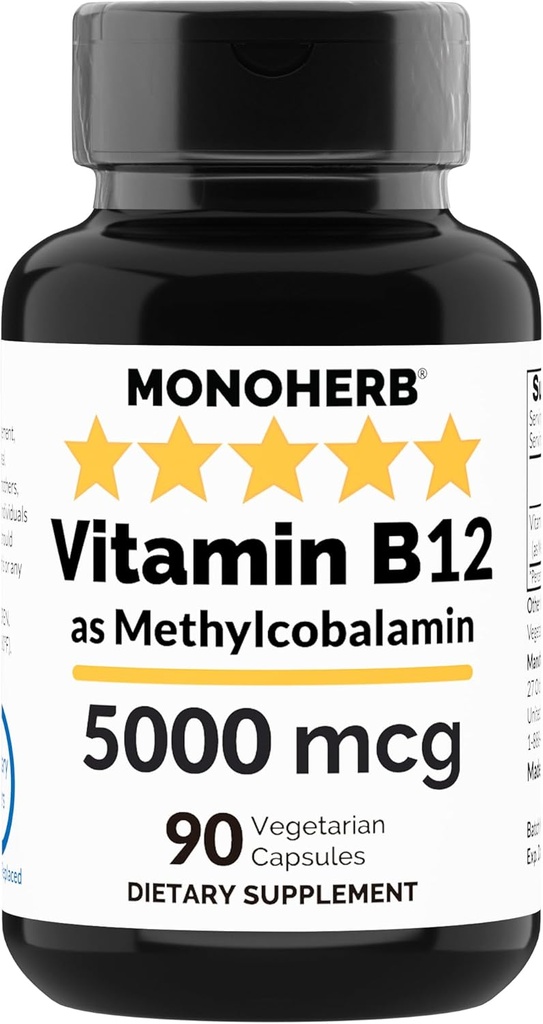 MONOHERB vitamiin B12 metüülkobalamiin 5000 mcg - 90 taimekapslit - B12 metüül