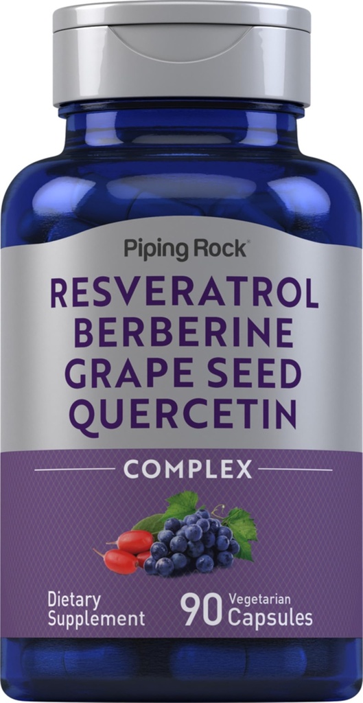 Torukivi Resveratrool Berberine Viinamarjade Seed & Quercetin Complex | 90 Kapslid | Taimetoitlane, Mitte-GMO ja Gluteenivaba täiendus