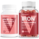 Vegan Raudkummid + Raud Bisglütsinaat 30MG | Vegan Raualisandi Tugi Vere Tervislik Ja Päevane Energia Täiskasvanutele Ja Lastele - 180 Count