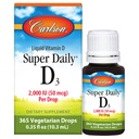 Carlson - Super Daily D3, D-vitamiini tilgad, 2000 RÜ tilga kohta, 1-aastane pakkumine, D3-vitamiini vedelik, süda ja immuunsus Tervis, taimetoitlane, vedel D-vitamiini tilgad, maitsestamata, 365 tilka