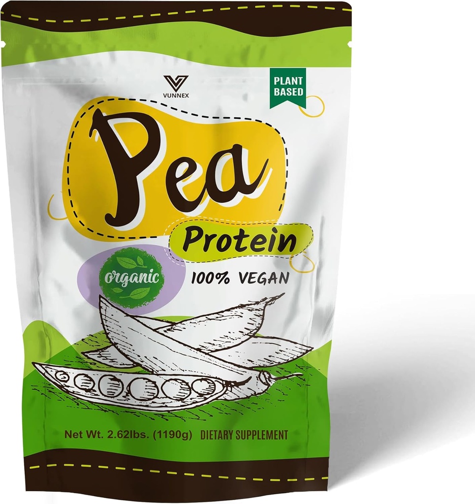 Taimepõhine - 100% puhas orgaaniline hüdrolüüsitud hernevalgu pulber - Kanada Kasvatatud kollane hernes, Vegan looduslik maitsestamata, piimavaba, gluteenivaba, sojavaba, suhkruvaba, mitte-GMO BCAA 2,62 lb