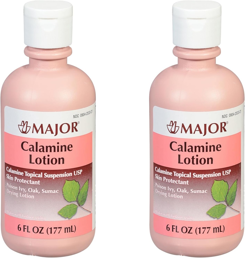 MAJOR Calamine Lotion - Calamine Topical Suspension USP Nahakaitse - 6 Fl Oz (177 ml) (2 Pack)