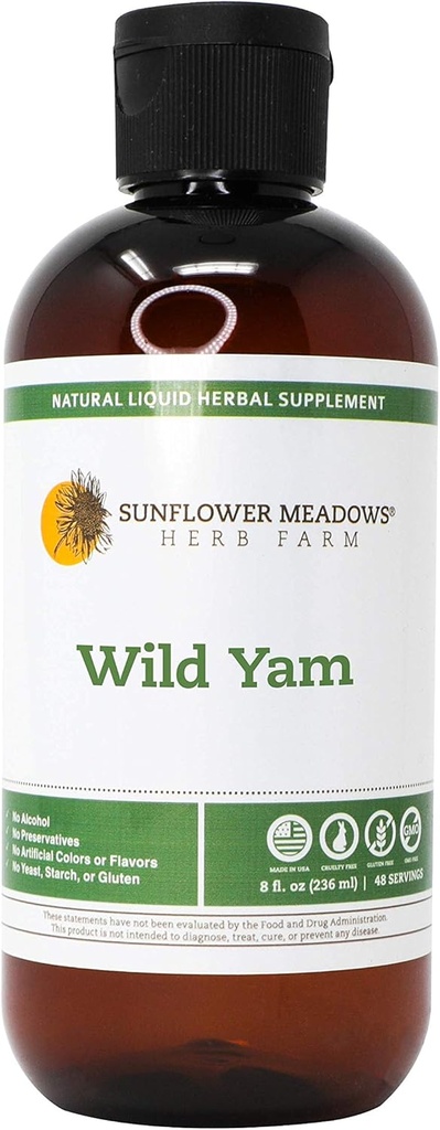 Wild Yam Vedel Taimne täiendus - 8oz- Alkoholivaba, mitte-GMO, valmistatud orgaanilistest koostisosadest