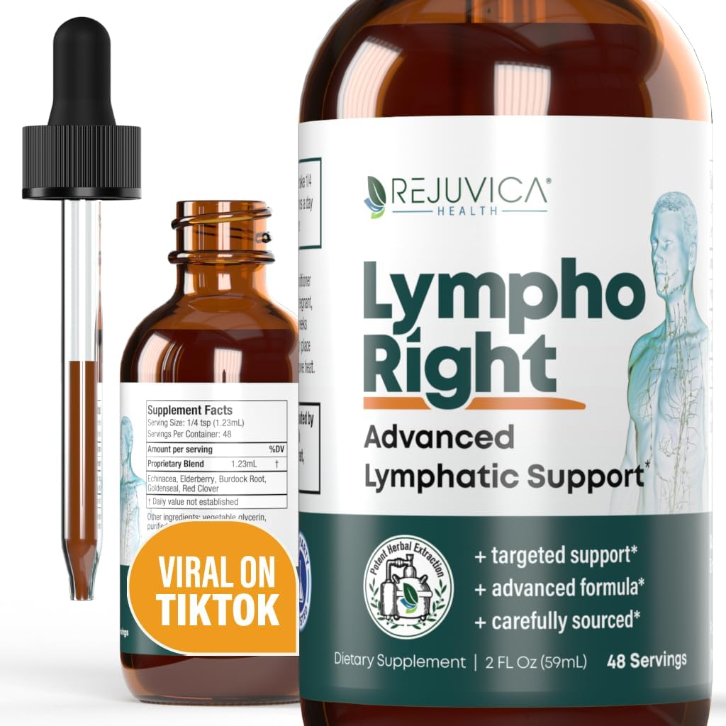Rejuvica Health LymphoRight - Advanced Lymphatic Support Supplement - Vedelik kohaletoimetamine paremaks imendumiseks - Echinacea, Elderberry, Goldenseal & More!
