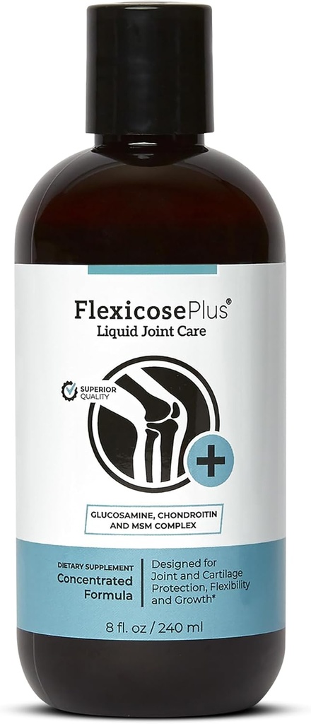 Flexicose Plus - Vedelik liigesehooldus - 8 fl oz - Glükosamiini, kondroitiini ja MSM kompleksse liigesehoolduse täiendus