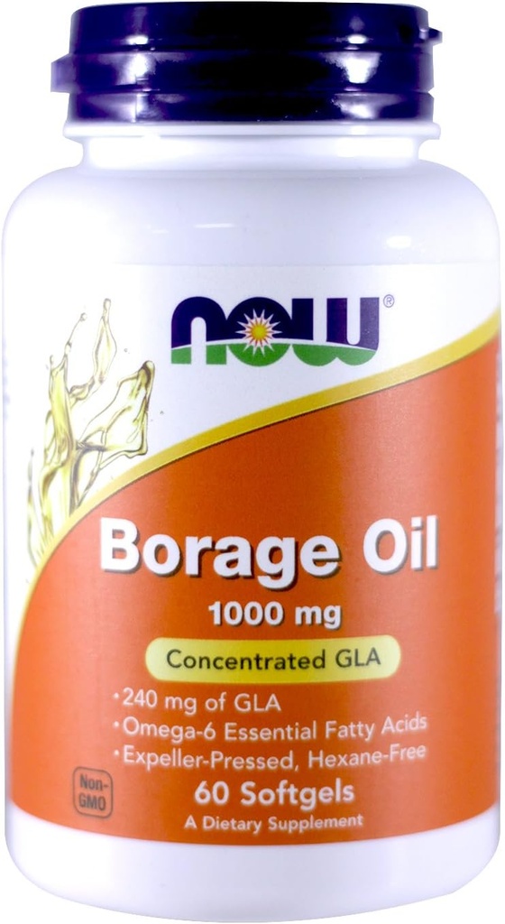 NOW Borage Oil 1000mg, 60 Softgels (pakk 2)