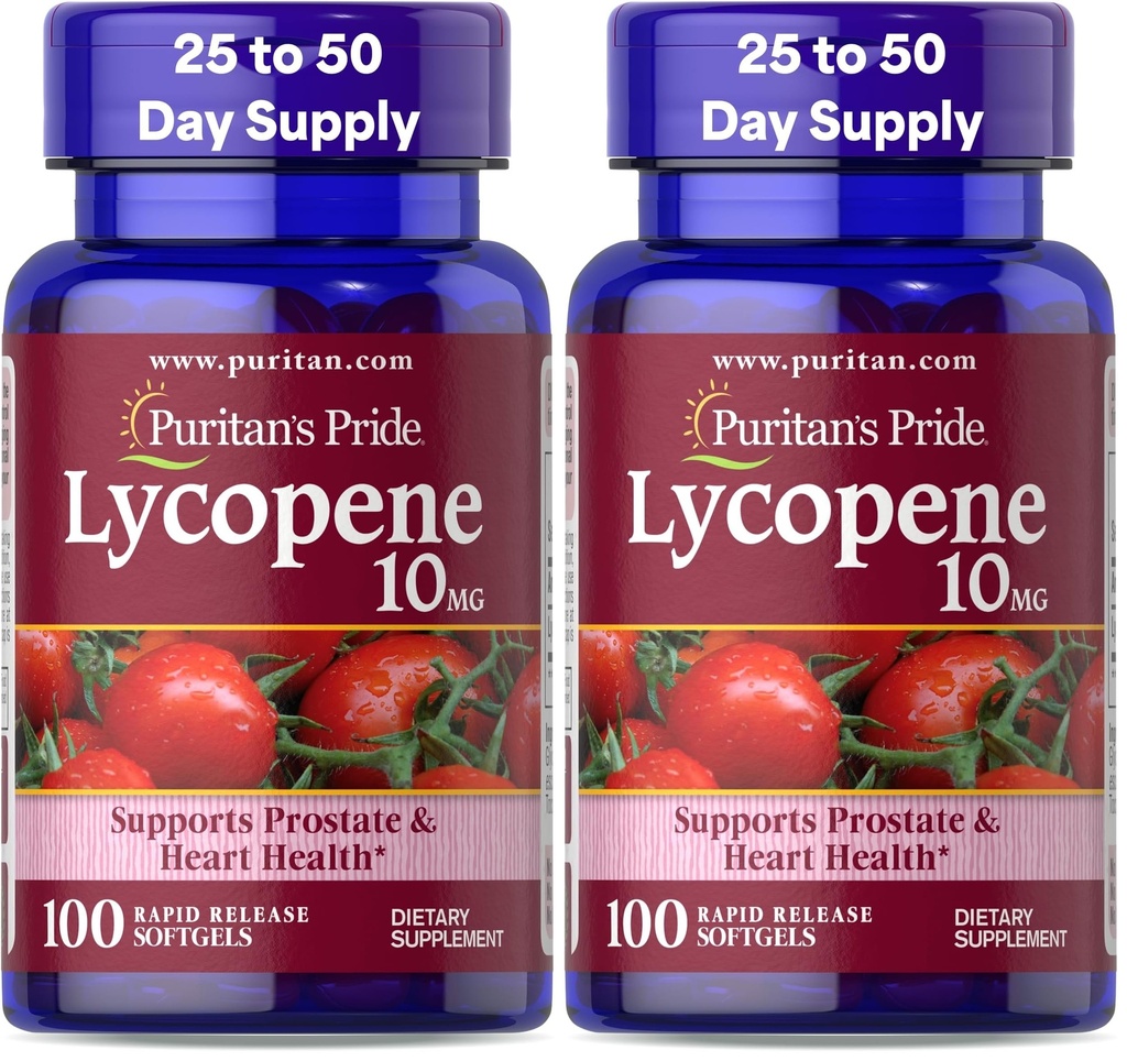 Puritaan Pride lükopeen, eesnäärme ja südame tervise toetamise täiendus * 10 Mg Softgels, 100 Count (2. pakk)