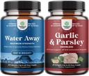 Bundle of Water Away Fluid Retention with Dandelion Leaf Extract & Green Tea for Bloating Relief and Concentrated Lõhnatud Küüslaugu Softgels - Petersley Extract & Aged Garlic Supplements for Gut Support