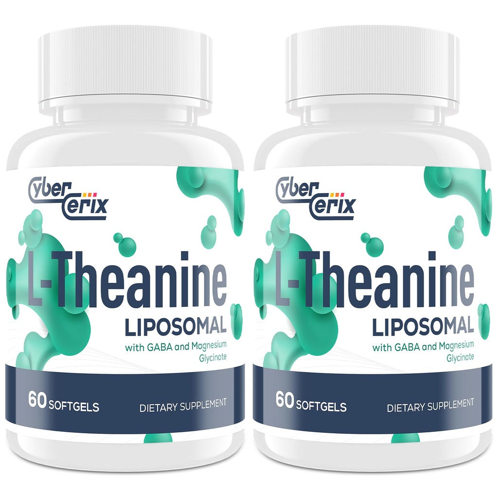 Liposomal L-Theanine 500mg, kompleks GABA 200mg ja magneesium 100mg, ekstra tugevuse täiendus rahu, lõõgastus ja fookus, Gluteenivaba - 120 kapslit