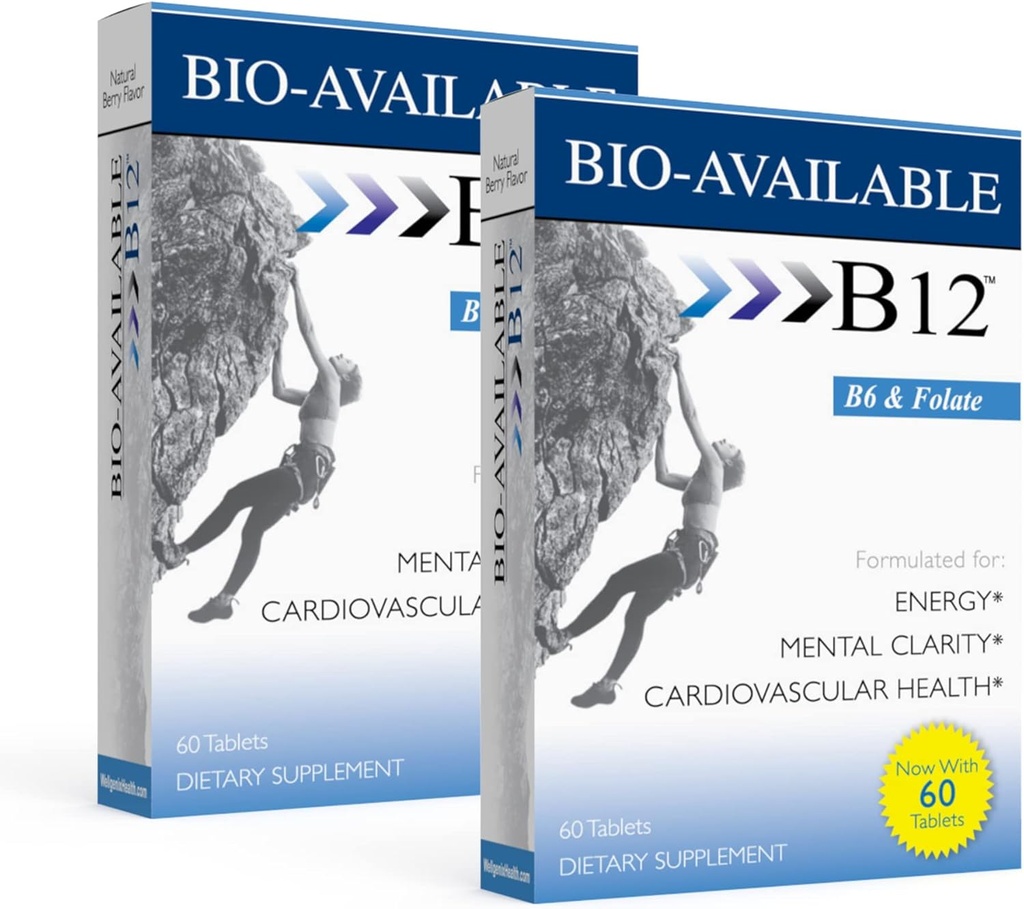Wellgenix Bio available Sublingual B12-60ct (2 Pack) - Daily Multivitamiinid Fookus toetus valem w / Vitamiinid C, B6, B12, Folaat ja biotiin - Energia ja toidulisand immuunsüsteemile ja üldisele tervisele