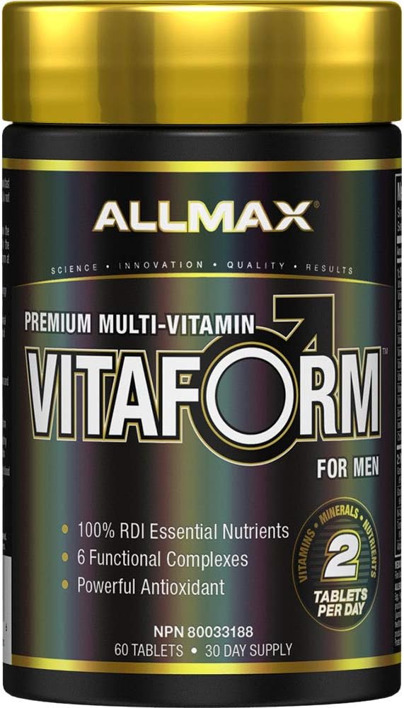 ALLMAX VITAFORM - 60 tabletti - Premium multivitamiin meestele - kuus funktsionaalset kompleksi + C-vitamiin, D3 ja tsink - 30 serveerimist
