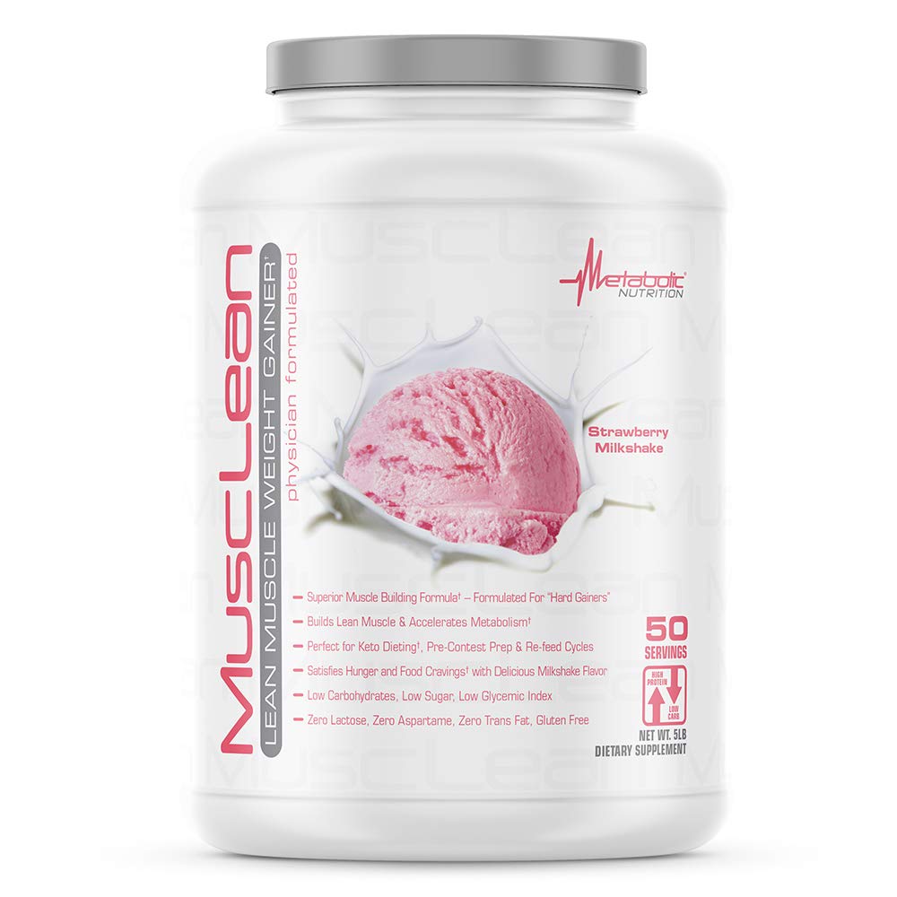 Metaboolne toitumine - lihased - piimakokteil, vadaku kõrge valgusisaldusega toidu asendamine, hooldustoit, madal süsivesik, Keto dieet, seedeensüümid, maasikas, 5 naela (50 ser)