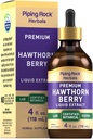 Piping Rock Hawthorn Berry Extract Vedel | 4 fl oz | Herb Tinktuuritilgad | Premium Taimetoitlane Lisa | Mitte GMO, Gluteenivaba