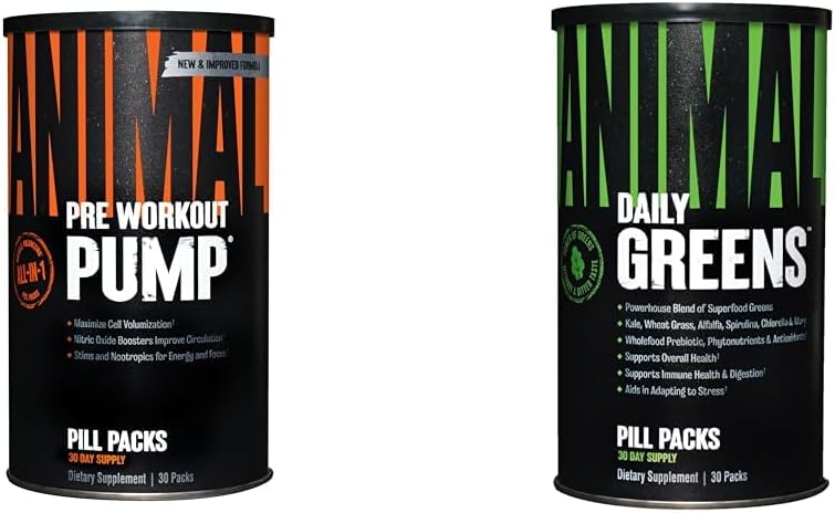 Animal Pump Preworkout Greens Greens, Probiotics and Digestion Supplement 30 Count Bundle