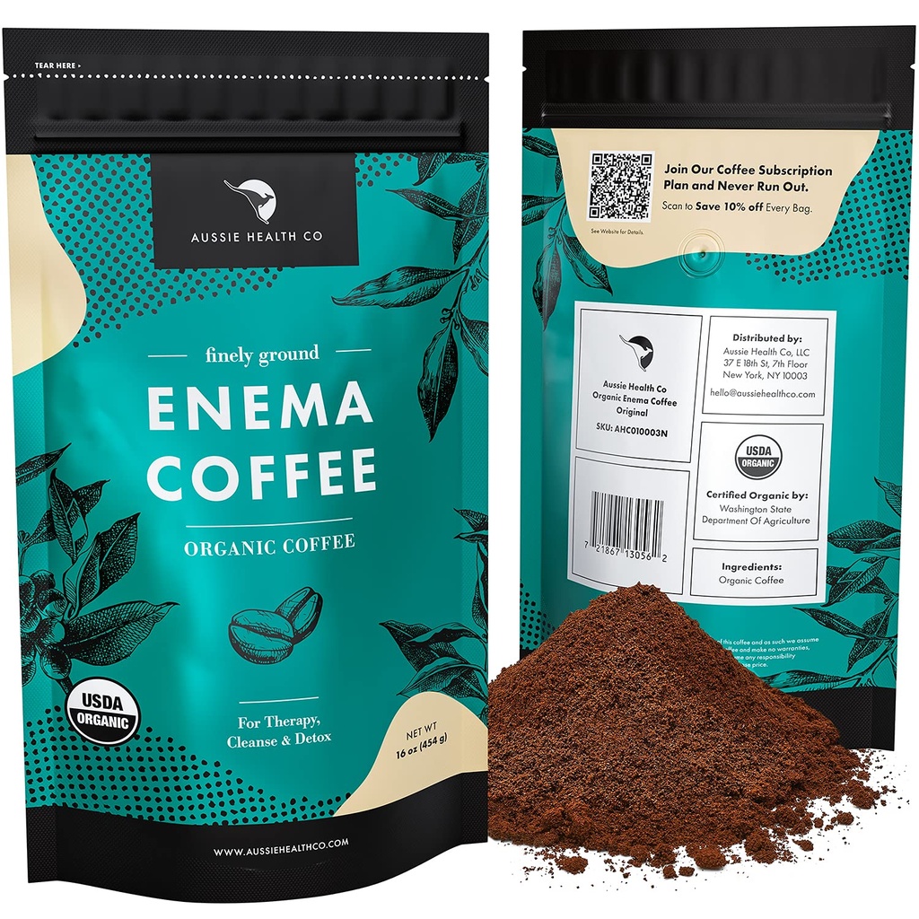 Aussie Health Co Enema Coffee – orgaaniline kohv – 419° röstitud, jahvatatud kohv, puhastatud ja detoxify, valmistatud USAs – 1 lb Bag
