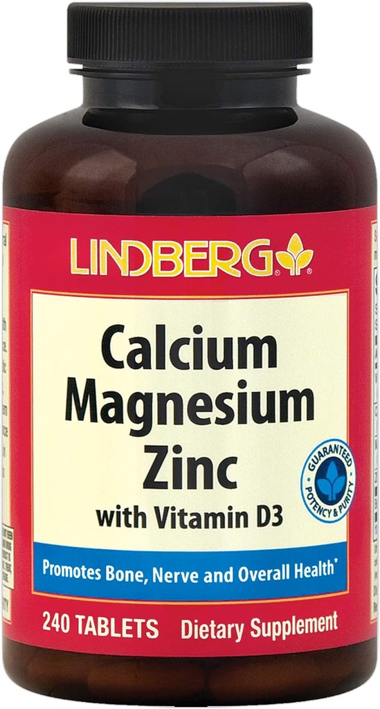 Kaltsiummagneesium tsink 240 kapslit  Vitamin D3-vitamiini ja booriga | taimetoitlane, mitte-GMO, gluteenivaba toidulisand | By Lindberg