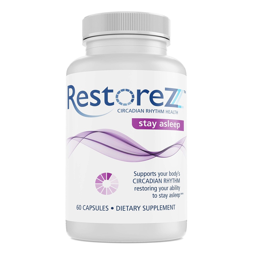 RestoreZ Stay Asleep (60 kapslit) Natural Sleep Supplement - Säilitada pikka rahulikku und kogu öö - Mitte-Habit moodustamine Sleep Aid