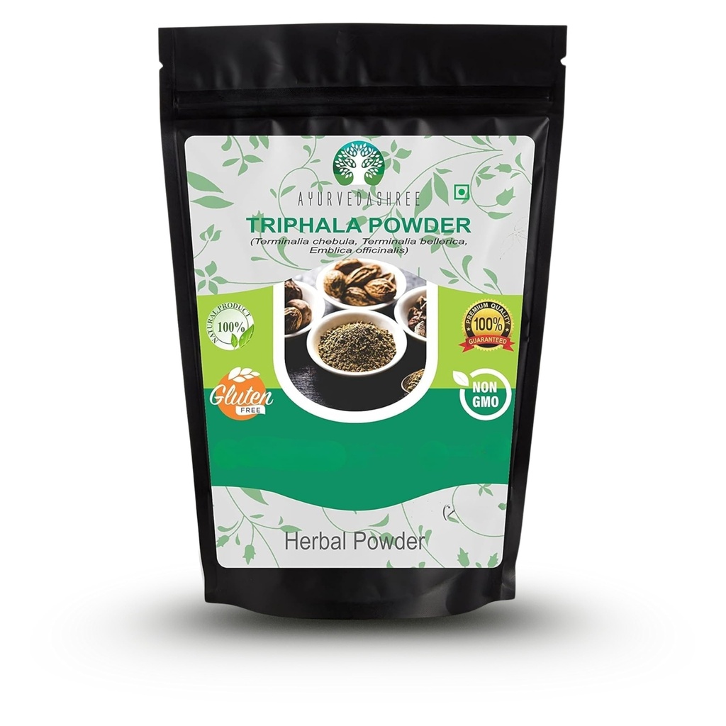 Triphala Powder 200 Gm | Amla, Haritaki & Bibhitaki kombinatsioon | Non GMO | Vegan | GMP sertifitseeritud