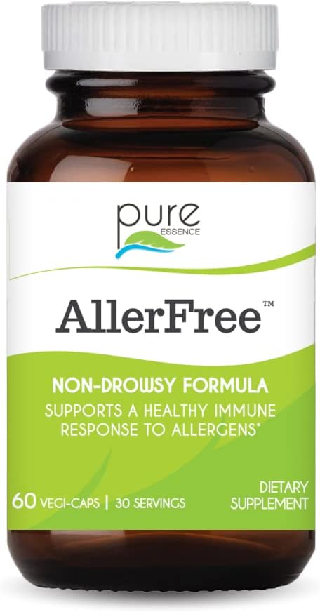 AllerFree Natural Allergy Support Supplement poolt Pure Essence Labs - Non Drowsy pillid siinus ja nina tervise hooajalised allergiad ensüümide ja maitsetaimedega - 60 kapslit
