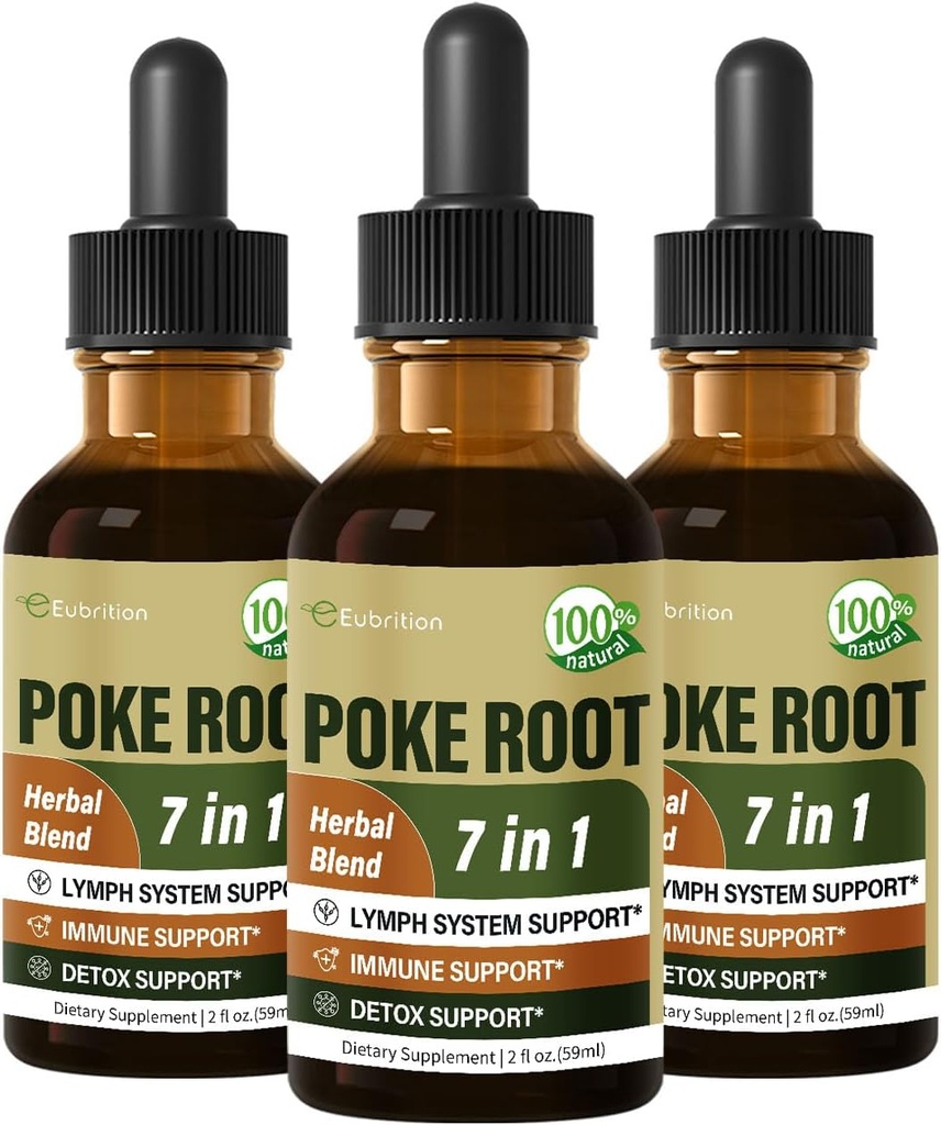Poke Root Extract tilgad Lümfisüsteemi toetuseks, Lümfaatilise drenaaži täiendus Lümfedeemile, 7 in 1 valem koos Goldenseal immuunsüsteemi toetuseks, Dandelion Detox & Cleanse. 6oz