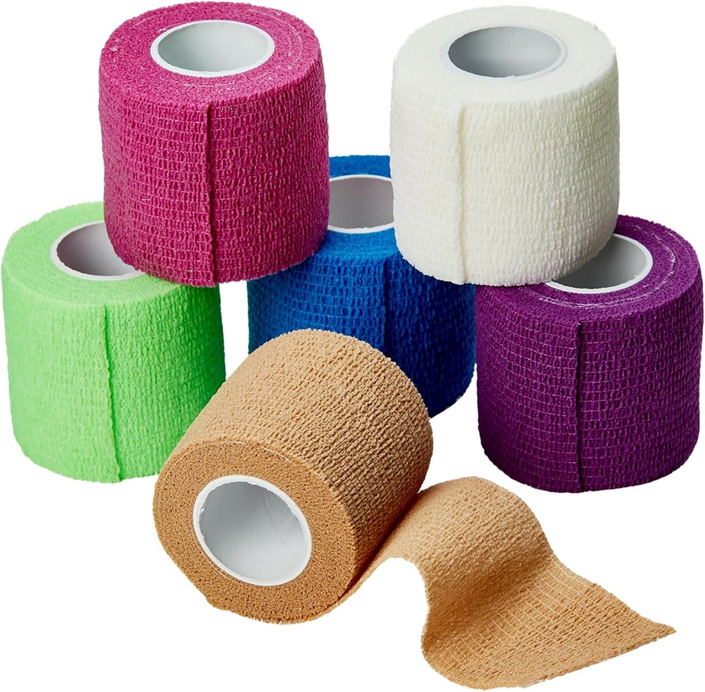 MEDca Self Adherent Cohesive Wrap Bandages 2 tolli X 5 Yards 6 Count, (Vikerkaare värv)
