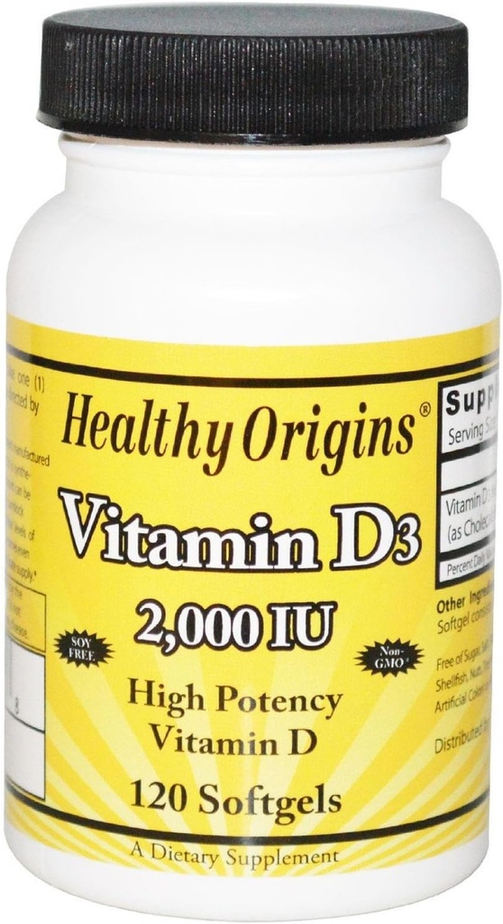 Tervislik päritolu Vitamiin D3 Softgels, 120 Count
