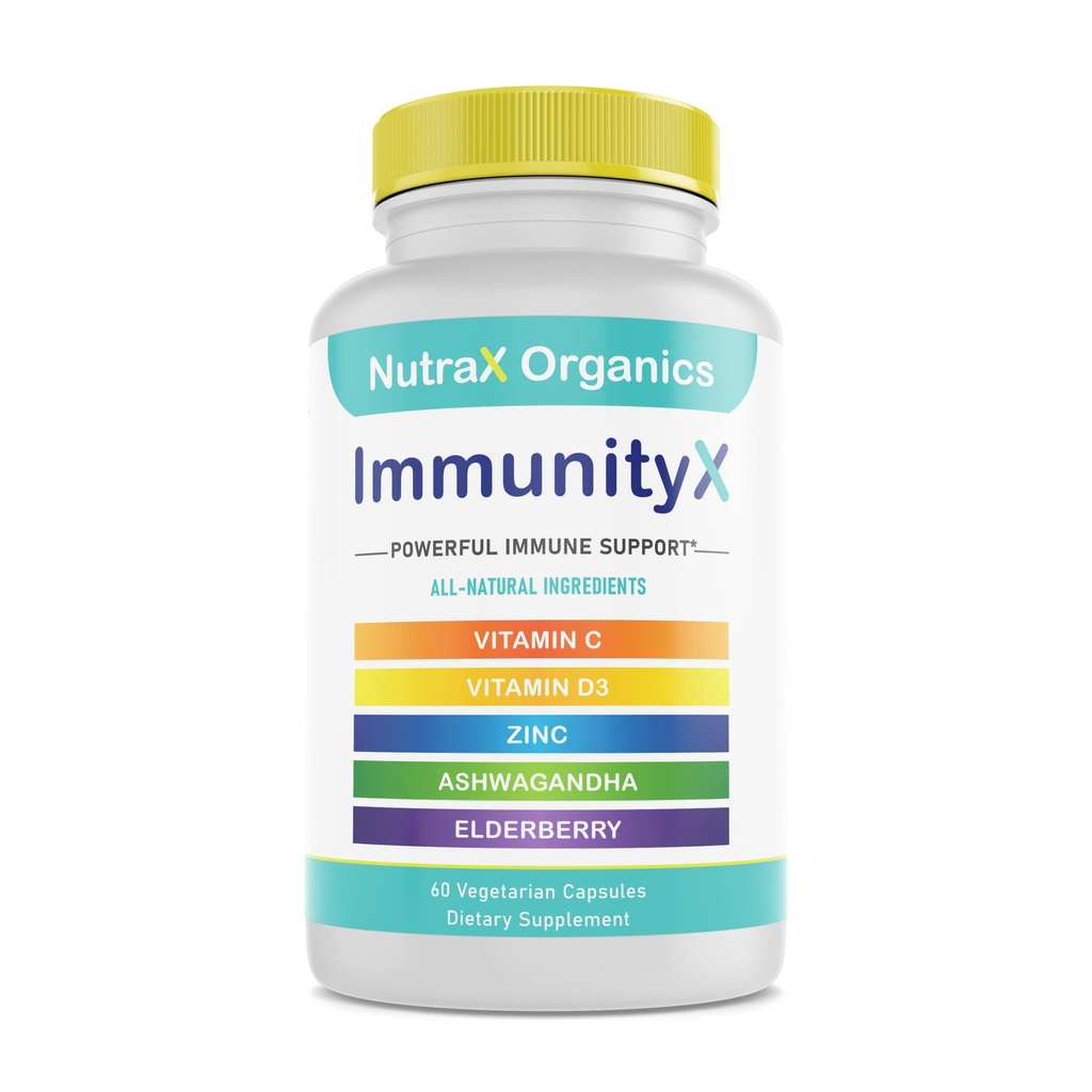 All-in-One Organic Immune Support Supplement 60 Vegan Kapslid - Elderberry 500mg, Ashwagandha 500mg, 400mg C-vitamiin ja tsink - Vitamiin D3 - Immuunsüsteemi tugevdajad täiskasvanutele