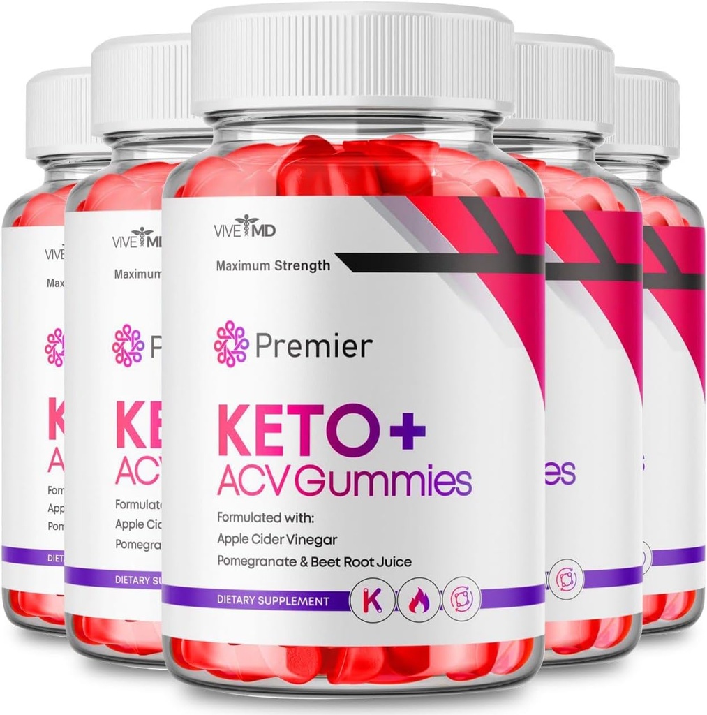 Premier Keto ACV Gummies - ametlik valem, Premier Keto Gummies Blast Plus maksimaalse tugevuse jaoks Apple Siider Äädikas 1000MG, ACV Keto Premier Supplement Vitamiin B12 Folate Beet Juur (5 Pack)