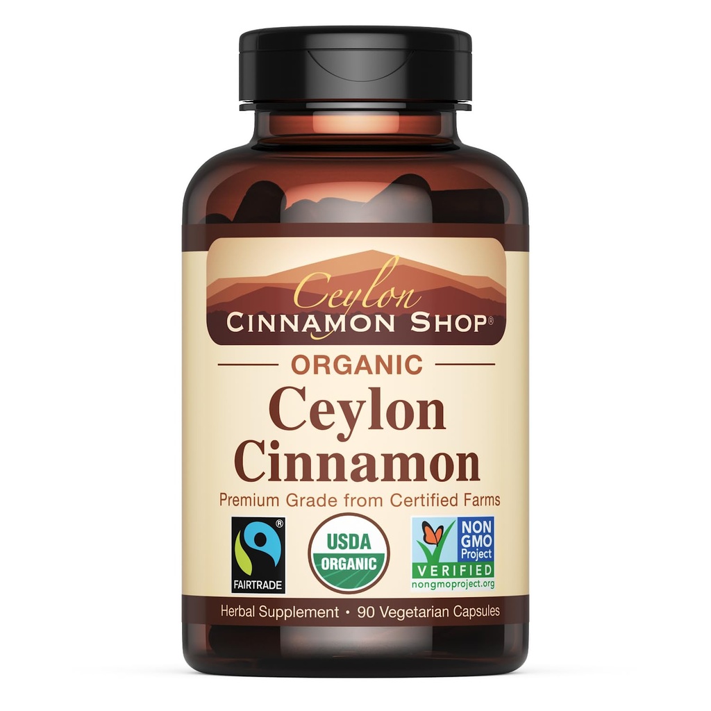Ceylon Cinnamon Shop Orgaaniline Tseiloni kaneel (100% sertifitseeritud) täiendus, 90 kapslit