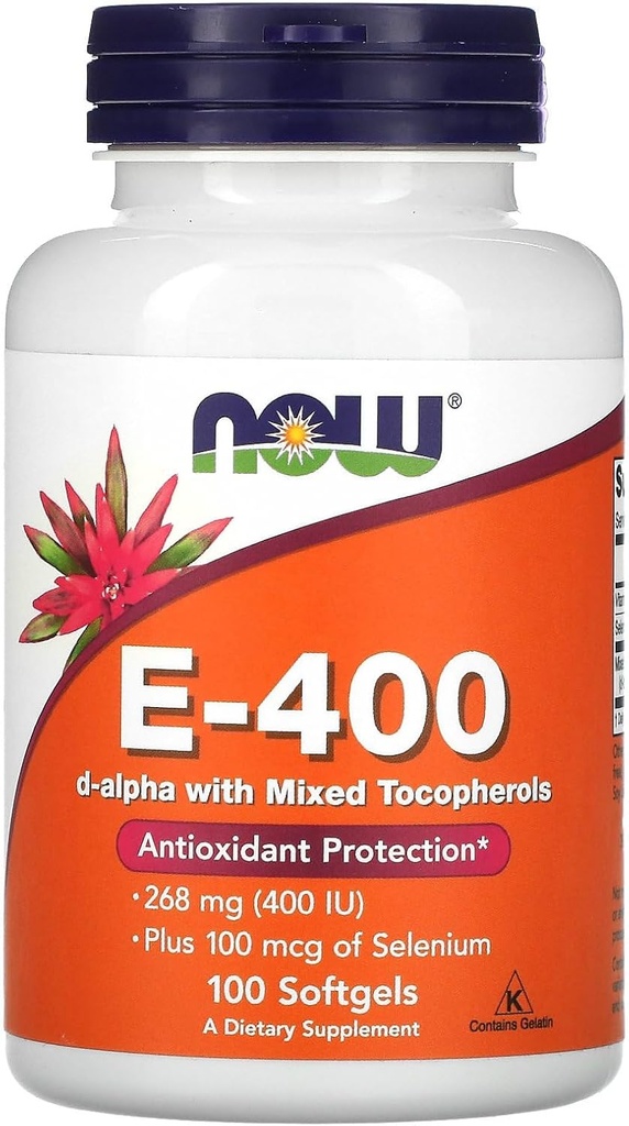 Nüüd toidud E-400 D-Alfa segatud tokoferoolidega, 268 mg (400 IU), 100 Softgels