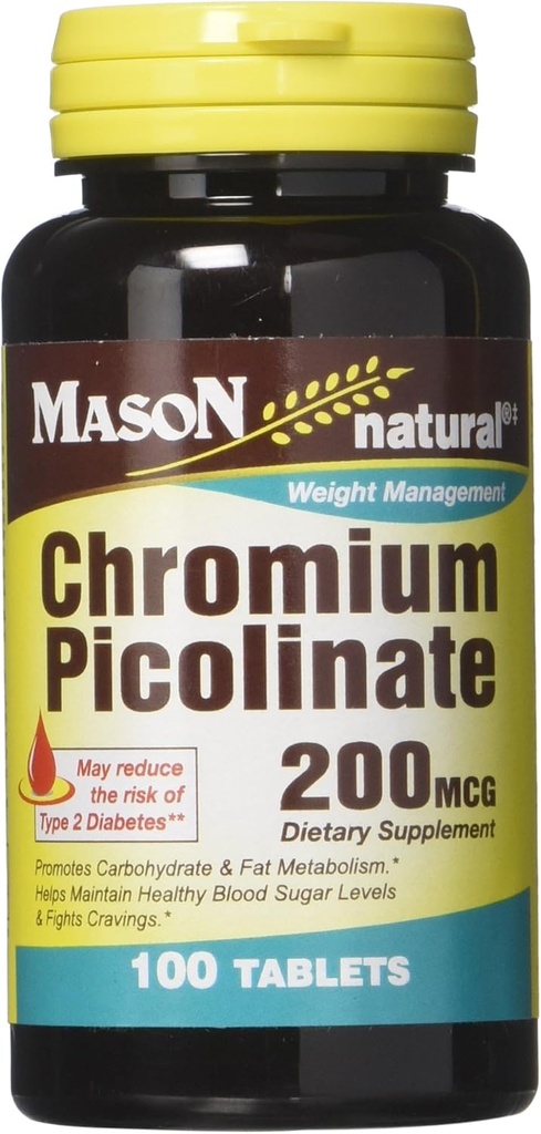 Mason Vitamiinid Kroom Pikolinaat Tabletid, 60 Count