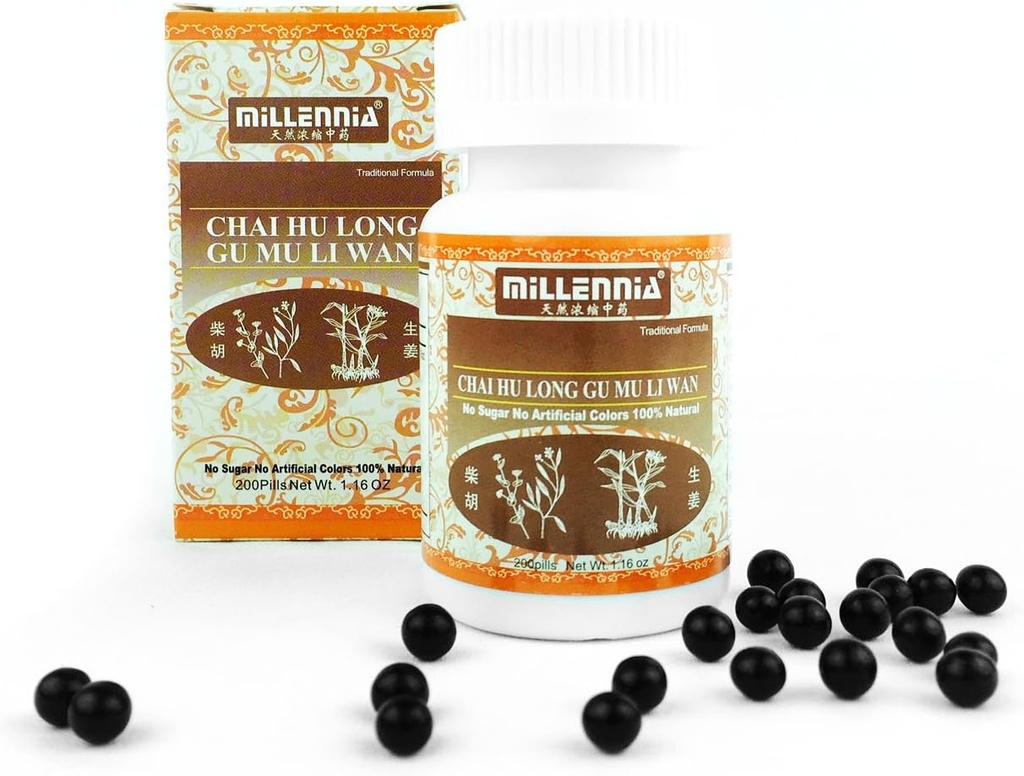 Millennia Taimne täiendus - Chai Hu Long Gu Mu Li Wan - 12 pudelipakk (200 pilli / pudel)
