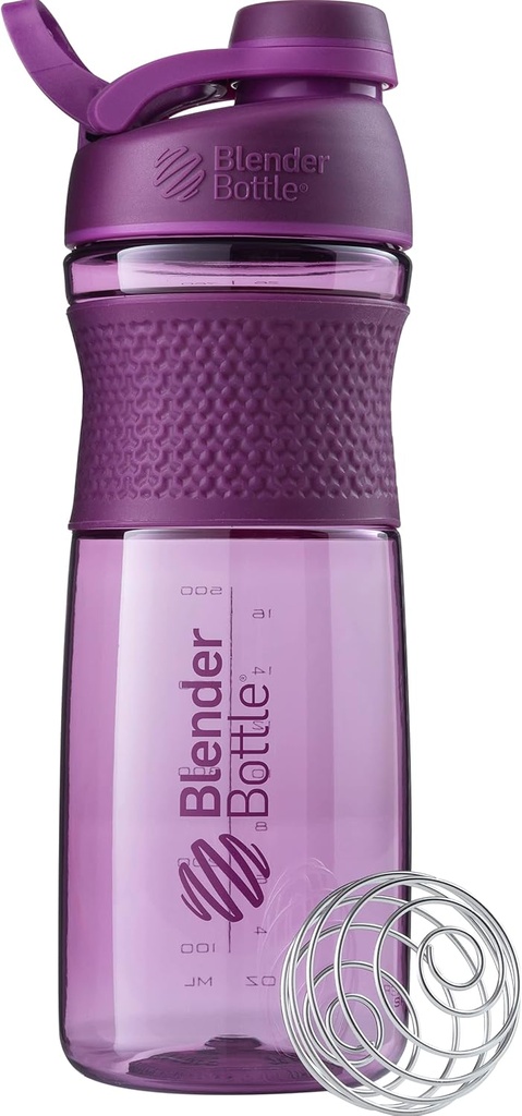 BlenderBottle SportMixer Shaker Bottle Ideaalne valgu raputamiseks ja enne treeningut, 28-kordne, Plum
