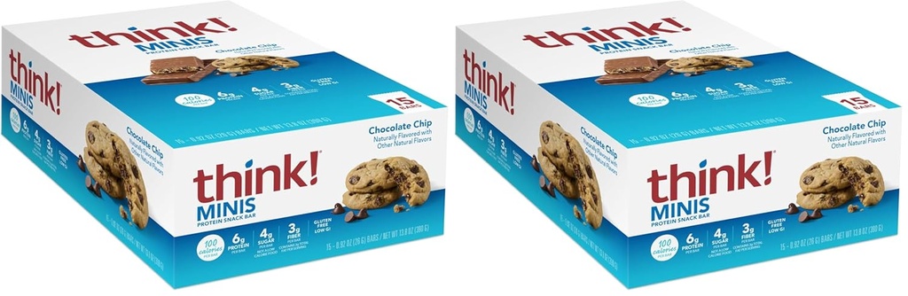 mõtle! MINIS Protein Snack Baars, Gluteenivaba, Šokolaadi Kiip, 15 Count (2. pakk)