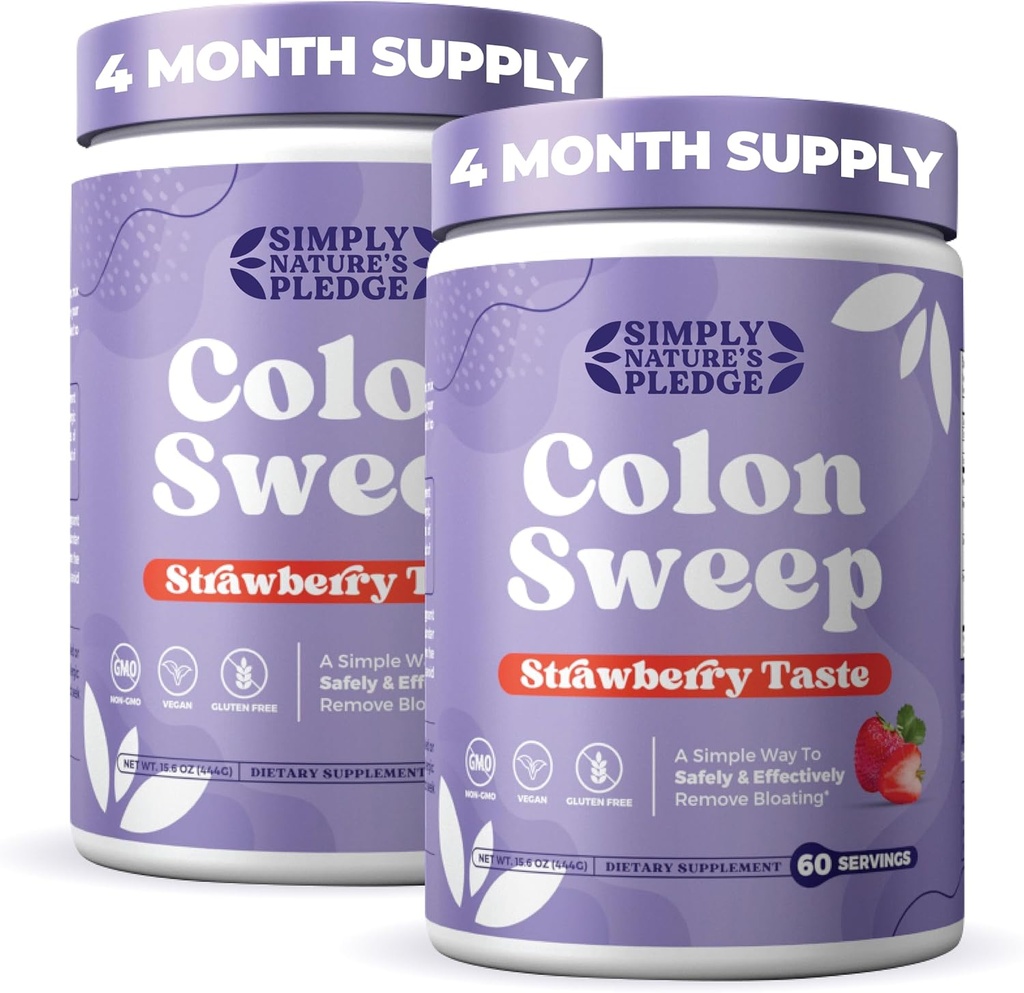 ColonSweep Psyllium Husk Powder Colon Cleanser - Vegan, Gluteenivaba Fiber Supplement - Safe Colon Cleanse kõhukinnisuse leevendamiseks, Bloating Relief & Soolestiku Tervis - 16 OZ (60 Servings) - 2 Pack