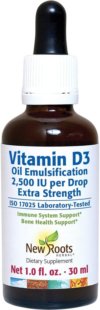 Uued juured  Vitamin D-vitamiini 2500 RÜ tilgad täiskasvanutele (30 ML), kiire imendumine, efektiivne immuunsüsteemi tugi