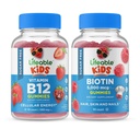 Elujõuline Suhkruvaba Vitamiin B12 Lapsed + Preciotic Fiber Kids, Gummies Bundle - suurepärane maitse, vitamiinilisand, Gluteenivaba, GMO-vaba, närimiskumm