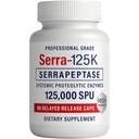 Serra-125k Extra Strength Serrapeptase 125 000 SPU, 90 Vegan Kapslit, Viivitatud Vabastamine, Süsteemsed Ensüümid, Toetab Tervislikke Siinusi ja Tervislikku Immuunsüsteemi, Mitte-GMO ja All-Natural